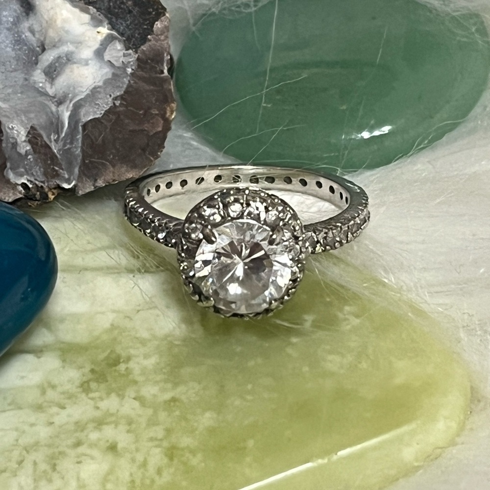 Sterling Halo Eternity Engagement Ring
